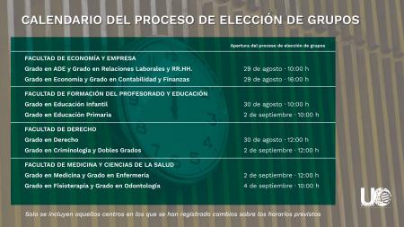 Image Nuevo calendario de elección de grupos por parte de los estudiantes